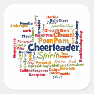 Sticker Carré Nuage de mots Pom-pom girl (Cheer Leader)