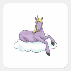 Sticker Carré Nuage Unicorn