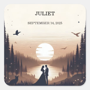 Sticker Carré Nuit Coucher de soleil Lune Nuage Crépuscule Enter