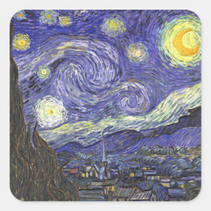 Sticker Carré Nuit étoilée par Vincent van Gogh