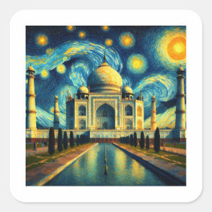 Sticker Carré Nuit étoilée Taj Mahal India