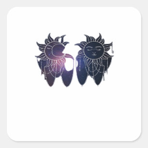 Sticker Carré Nuit Étoilée Whimsigoth Soleil Lune Sorcière Class