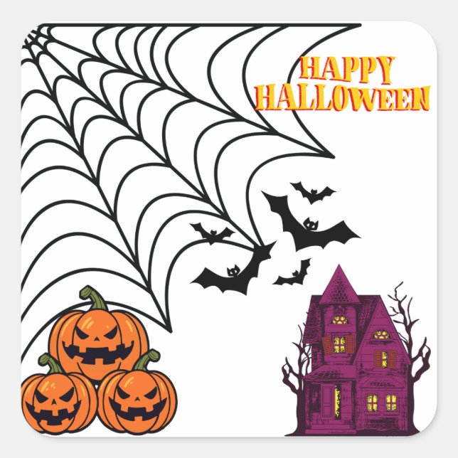 Sticker Carré Nuit Hantée d'Halloween (Devant)