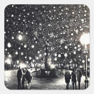 Sticker Carré Nuit neigeuse