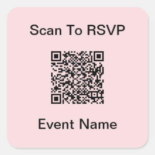 Sticker Carré Numériser le code QR vers RSVP Modèle rose clair e