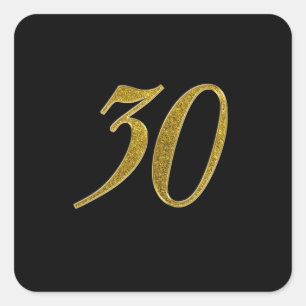 Sticker Carré Numéro de Parties scintillant Or 30