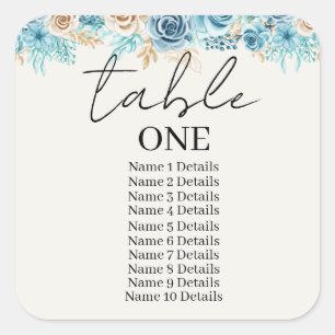 Sticker Carré Numéro de table du tableau de siège mariage Ajoute
