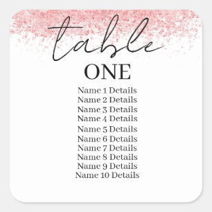 Sticker Carré Numéro de table du tableau de siège mariage Ajoute
