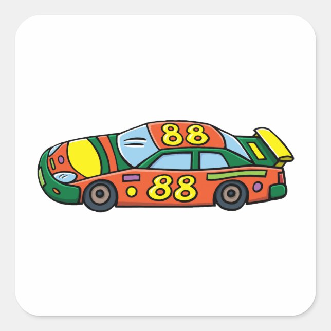 Sticker Carré Numéro de voiture de course 88 (Devant)