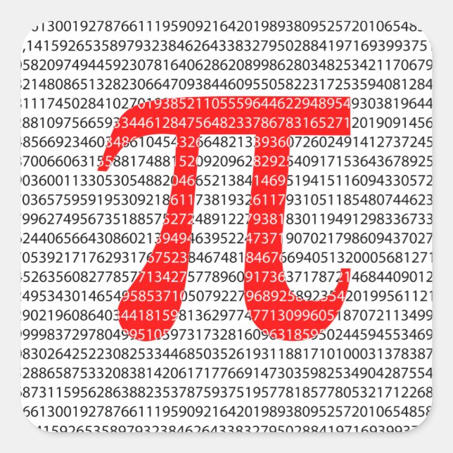 Sticker Carré Numéro rouge d'origine pi jour symbole mathématiqu (Devant)