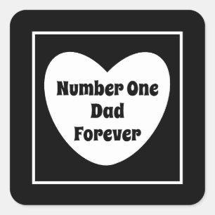 Sticker Carré Numéro Un papa Coeur moderne noir et blanc