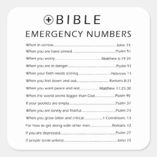 Sticker Carré Numéros d'urgence biblique
