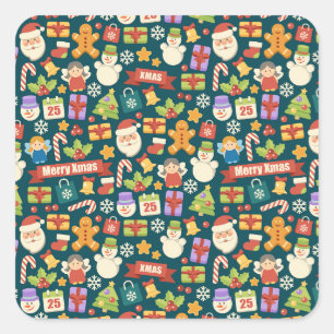 Sticker Carré Nutcrackers de Noël Vintage Joyeux Noël mignon