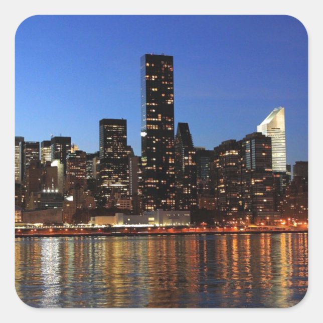Sticker Carré NYC New York City Manhattan Nuit (Devant)