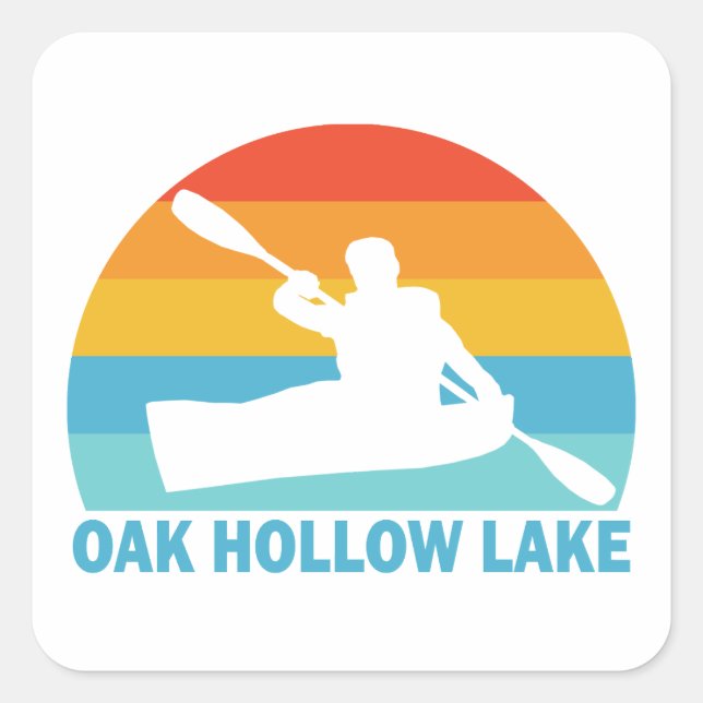 Sticker Carré Oak Hollow Lake Caroline du Nord Kayak (Devant)