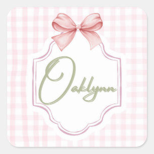 Sticker Carré Oaklynn bébé fille infirmière Bow&En vichy personn