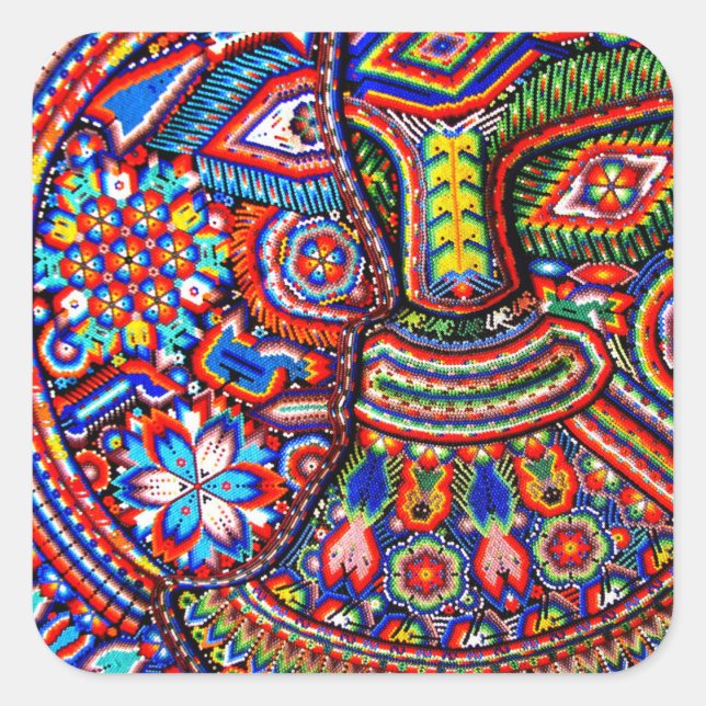 Sticker Carré Oaxaca Mexico Mexican Mayan Tribal Art boho Travel (Devant)