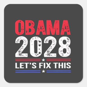 Sticker Carré Obama 2028 Réparons cette élection démocratique US