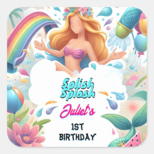 Sticker Carré Obtenez Water Park Cool Été splaspad 1er anniversa