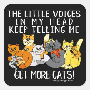 Sticker Carré Obtenir Plus De Chats Drôle Dire Noir