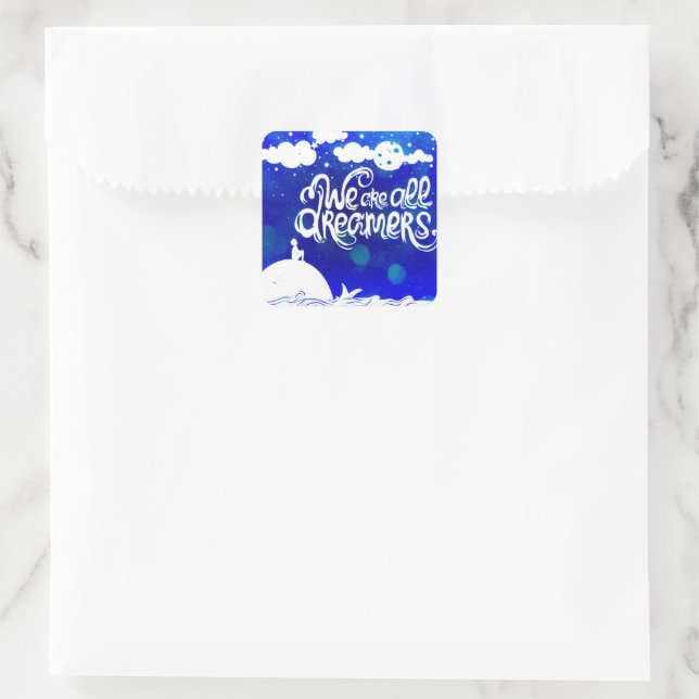 Sticker Carré Ocean Blue Dreams Stars Citation Inspirationnelle (Sac)