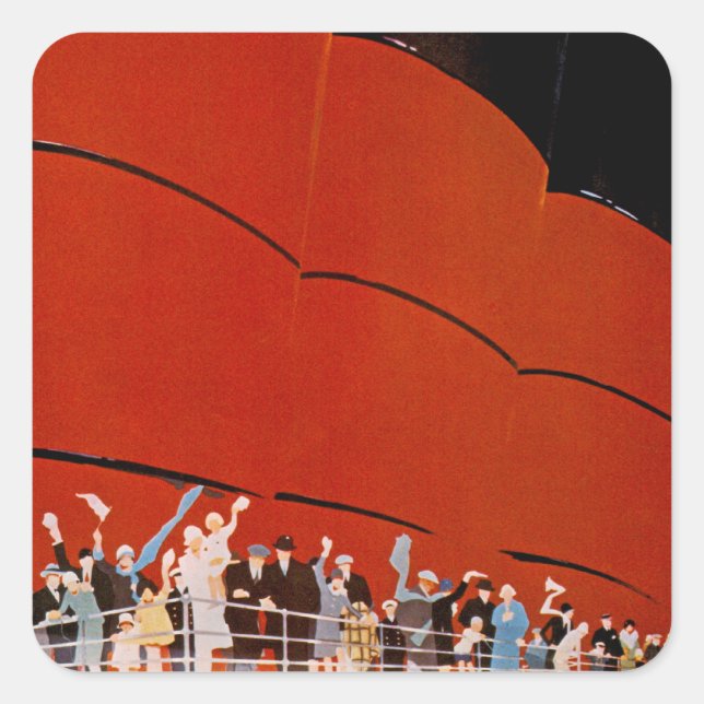 Sticker Carré Ocean Liner Bon Voyage (Devant)