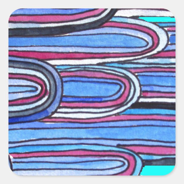 Sticker Carré Ocean Waves aqua blue pattern (Devant)