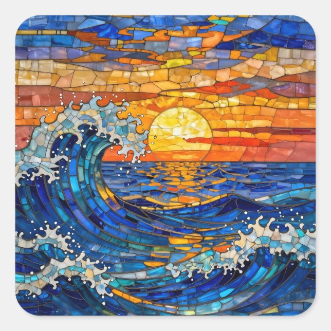 Sticker Carré Oceanic Coastal Ocean Waves Sunset   (Devant)
