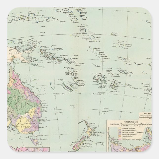 Sticker Carré Océanie - Carte Atlas de l'Océanie (Devant)
