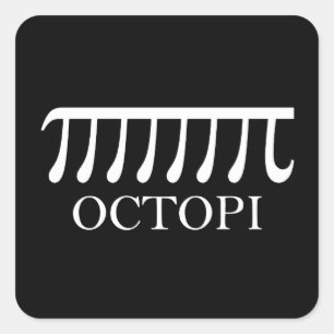 Sticker Carré Octopi - Funny Pi Octopus Math