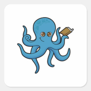 Sticker Carré Octopus avec livre