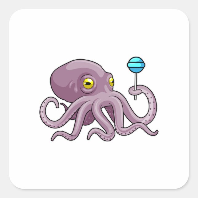 Sticker Carré Octopus avec Lollipop (Devant)