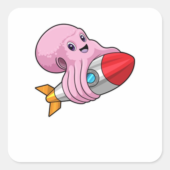 Sticker Carré Octopus avec Rocket (Devant)