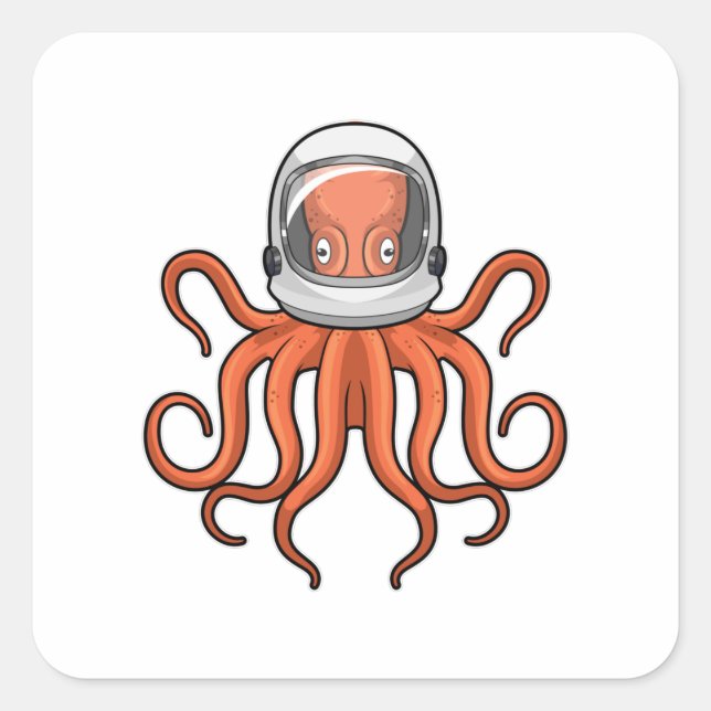 Sticker Carré Octopus en astronaute (Devant)