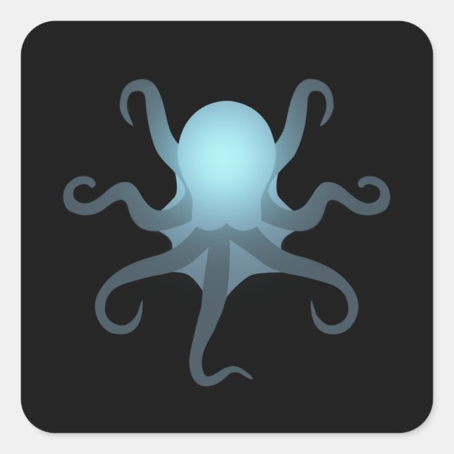 Sticker Carré octopus glow in deep ocean sea life (Devant)