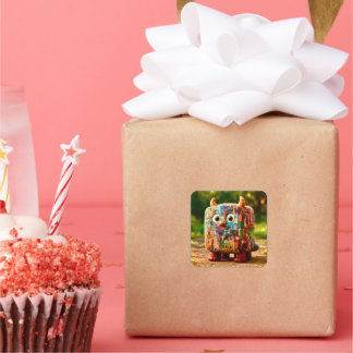 Sticker Carré Odd Friends - Patchwork Cube Monster Poster