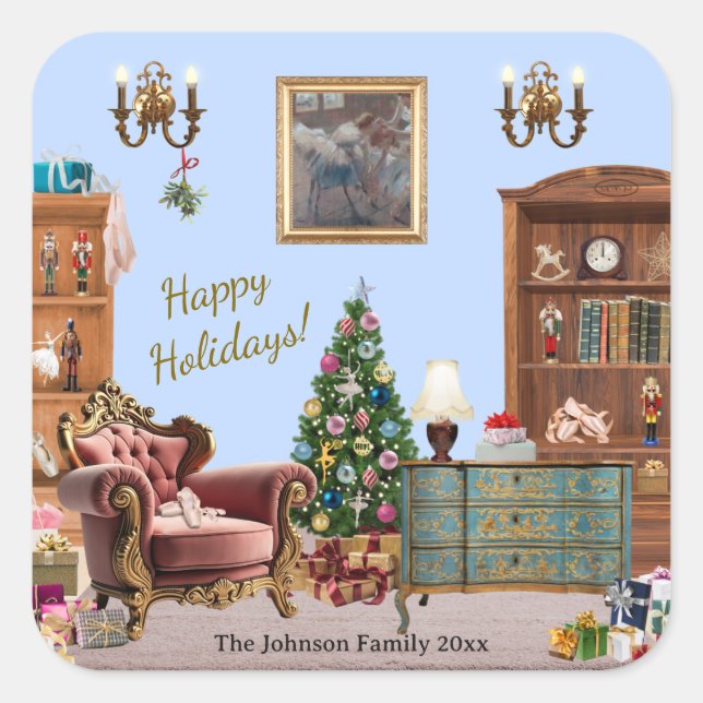 Sticker Carré Ode to The Nutcracker Ballet Blue (Devant)