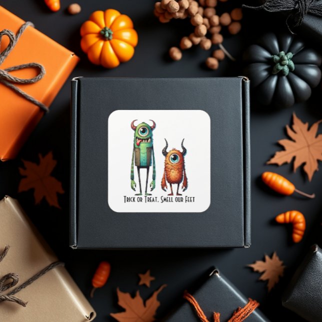 Sticker Carré Odeurs Nos Pieds Monster Buddies Personnalisé (Send your baked goods home in style.)