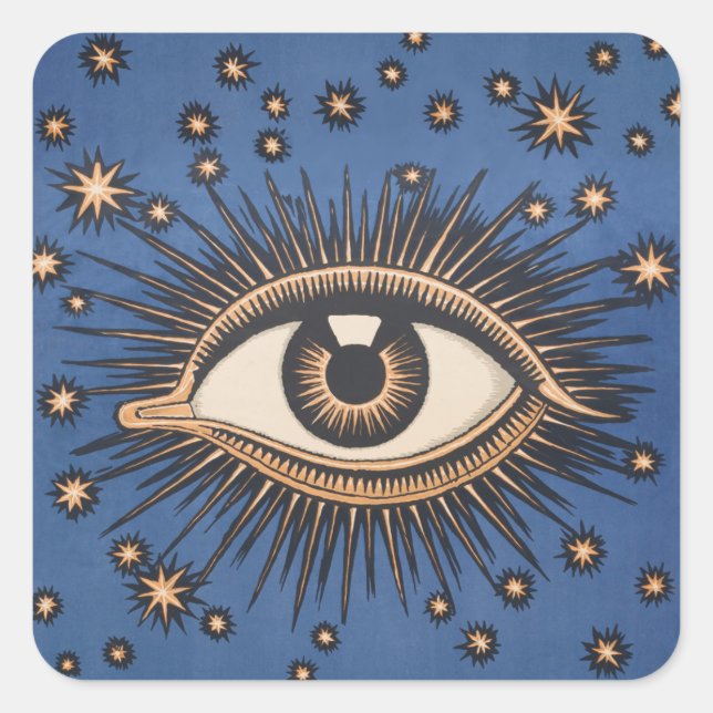Sticker Carré Oeil étoile Lune Celeste Nouveau (Devant)