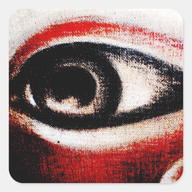 Sticker Carré OEil rouge, noir et blanc de Ra (Devant)