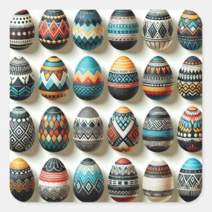 Sticker Carré Oeuf de Pâques coloré