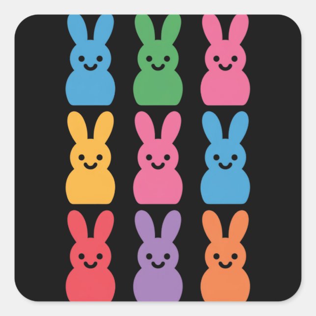 Sticker Carré Oeufs de lapin de Pâques Plaid Leopard (Devant)