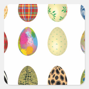 Sticker Carré oeufs de pâques colorés