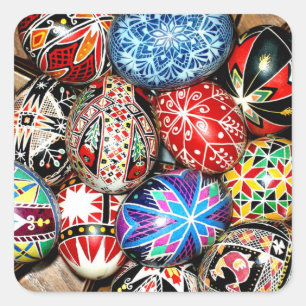 Sticker Carré OEufs de Pâques ukrainiens