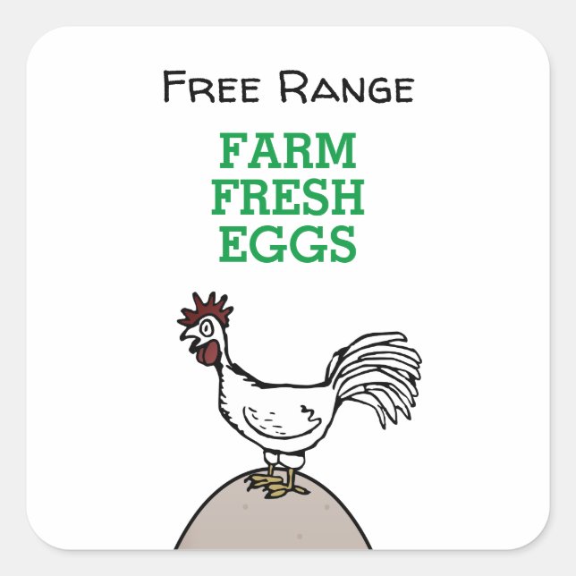 Sticker Carré OEufs frais de ferme à gamme libre (Devant)