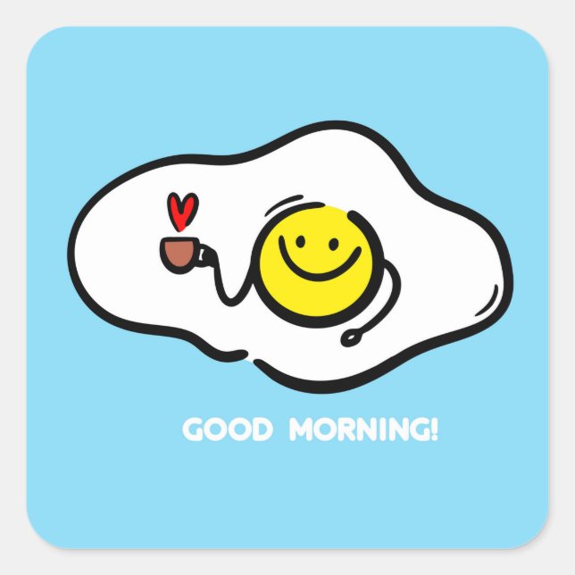 Sticker Carré OEufs frits le matin (Devant)