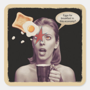 Sticker Carré OEufs Pour Petit-Déjeuner Dans cette économie Surr