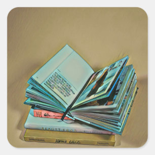 Sticker Carré OEuvre d'amoureux du livre