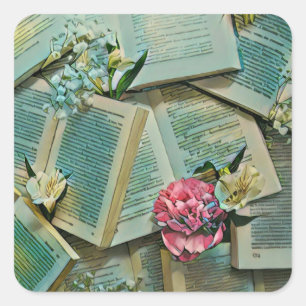 Sticker Carré OEuvre d'amoureux du livre