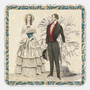 Sticker Carré Œuvre d'art de mariage victorien vintage 1844